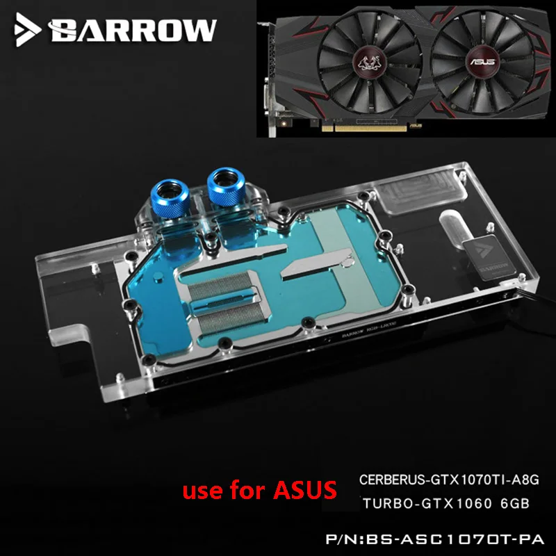 Блок видеокарт BARROW для ASUS CERBERUS Полностью покрывающий медный радиатор GPU с RGB to AURA
