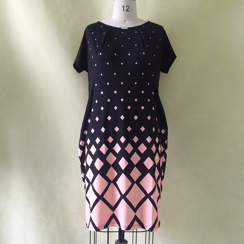 Модное офисное женское платье с принтом большой размер 2019 женская одежда 5XL 6XL