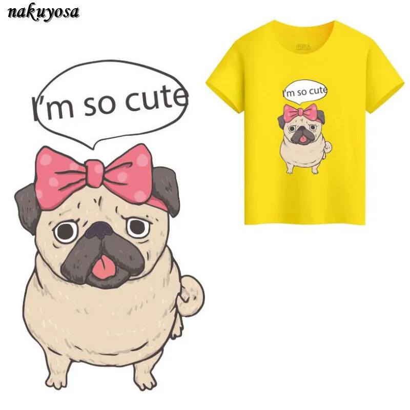 Kawaii мультяшный бант Мопс собака животные Железный На переноске для одежды Ткань