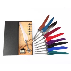 Ретро красивое гусиное перо ручка Роскошная игровая ручка классическая ручка каллиграфия перо ручка комическая профессиональная ручка для письма подарочная коробка