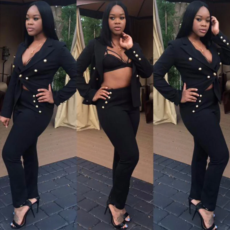 Женский комплект из 2 предметов размера плюс черный и белый Длинный Элегантный