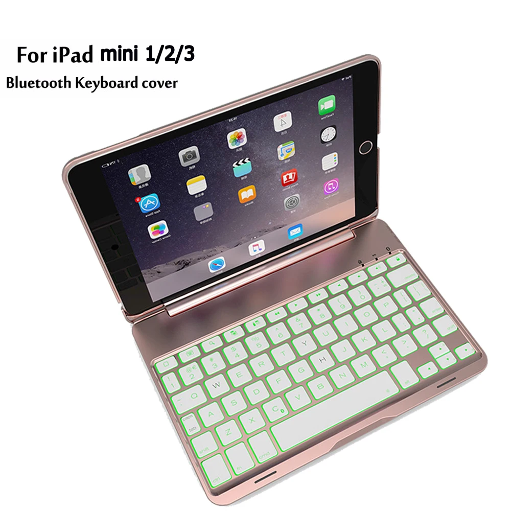 Новый раскладушка Bluetooth клавиатура чехол для Apple Ipad Mini1/2/3 LED 7 цветов с подсветкой