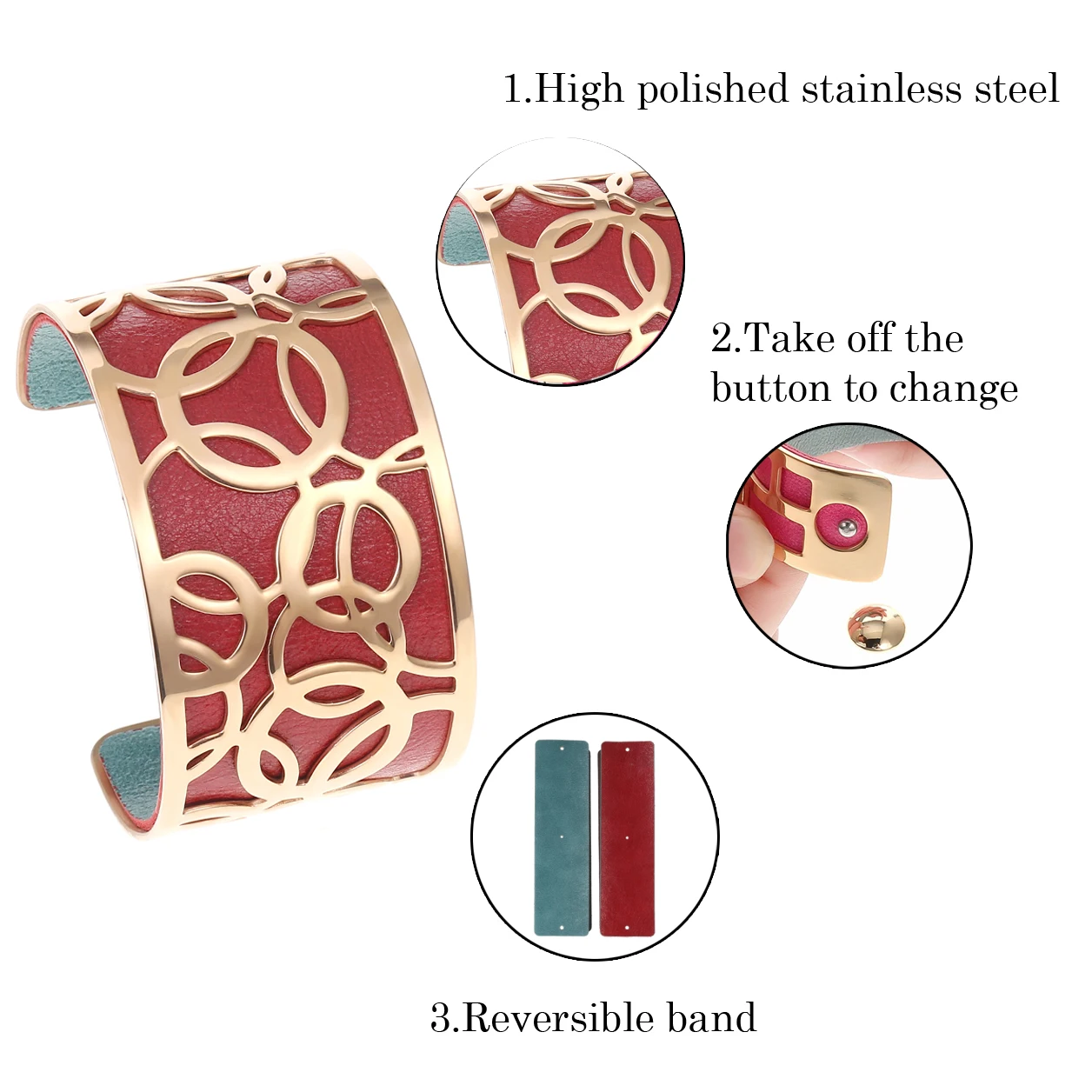 Женские браслеты-манжеты и Обручи из нержавеющей стали цвета розового золота |