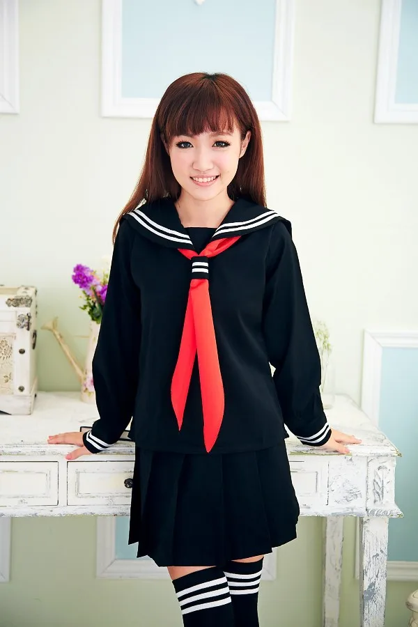 Униформа JK для японских школьников модное платье матросские Костюмы черный