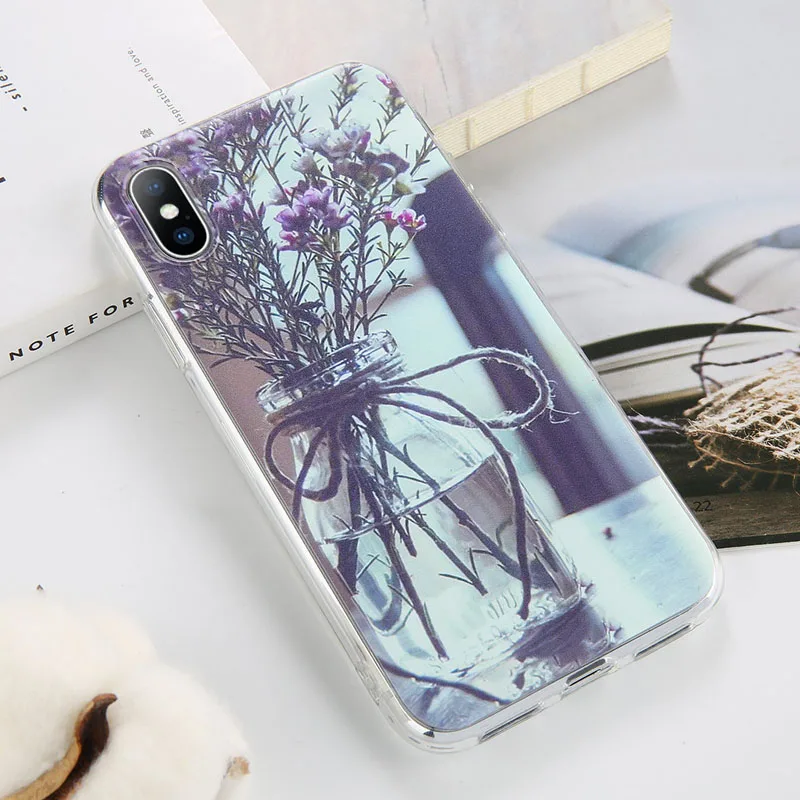 AC5548 USLION розы силиконовый чехол для телефона для iphone X XR XS Max Цветочные листья чехол s для iphone 7 8 6 6S Plus Мягкий ТПУ задняя крышка - Цвет: AC5548