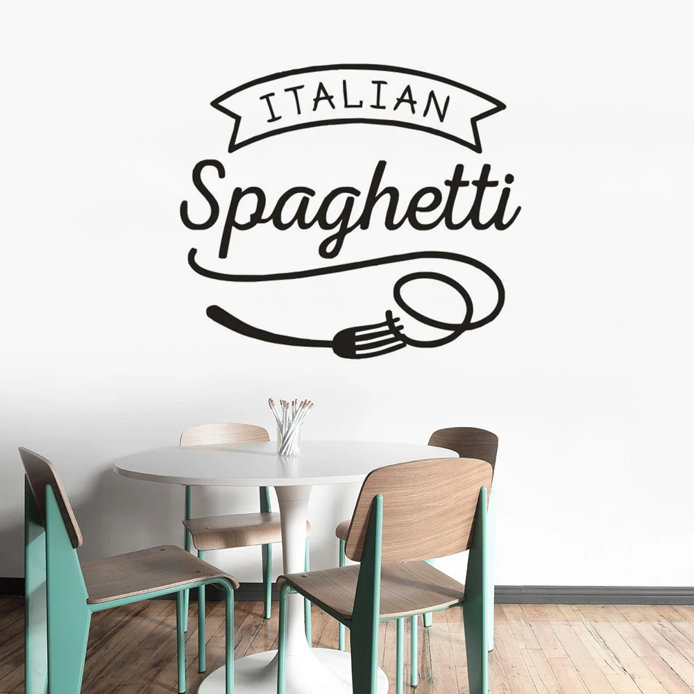 Виниловая наклейка на стену в виде итальянских спагетти декор для ресторана