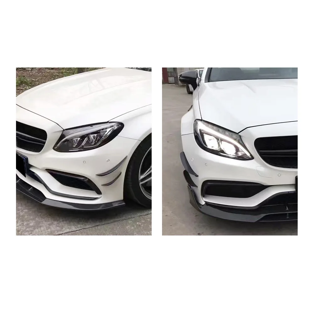 C Класс углеродного волокна передний бампер боковой спойлер флип ласты для Mercedes