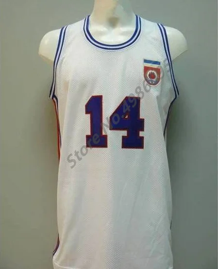 Drazen Dalipagic #14 Югославия Jugoslavija Белый Ретро Баскетбол Джерси мужские сшитые на заказ
