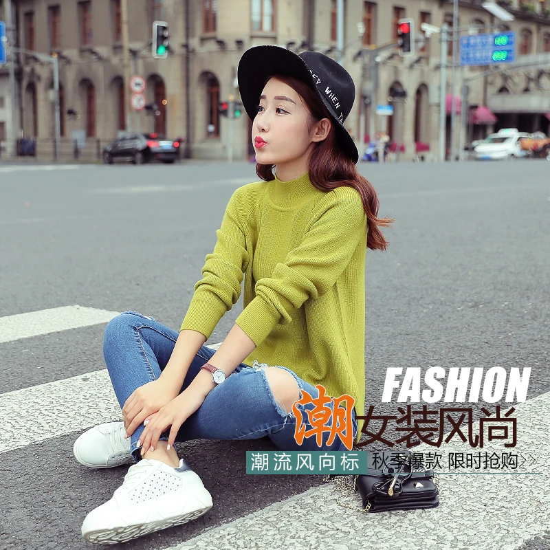 2017 Весенний Новый женский Асимметричный кашемировый свитер с золотой иглой