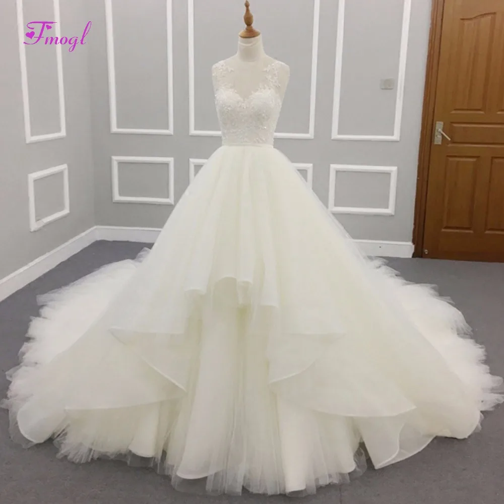 Свадебное платье принцессы из органзы Fmogl свадебное трапециевидной формы с