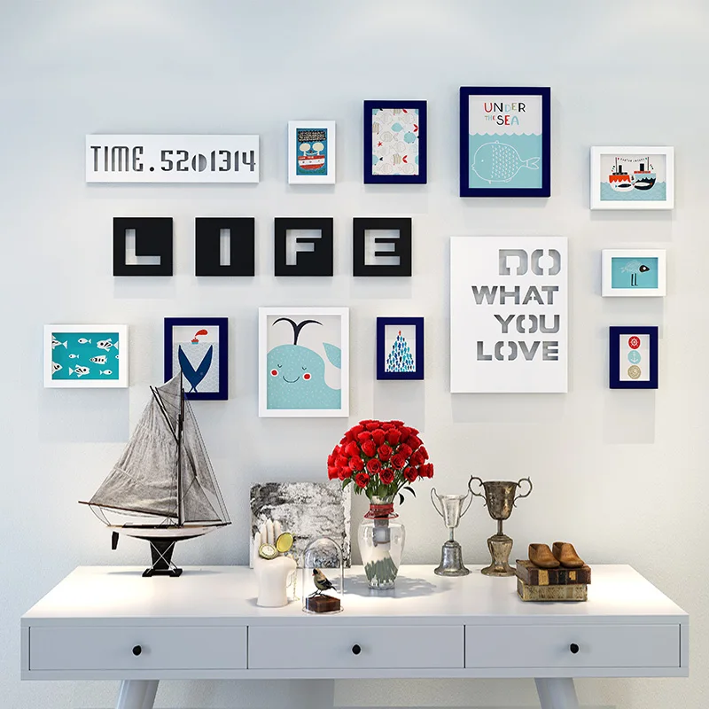 

Photo Frame With Creative Hanging Wall Decor DIY Frame For Wedding Pictures Modern Cadre Photo For Kitchen 10 pcs Picture Frame