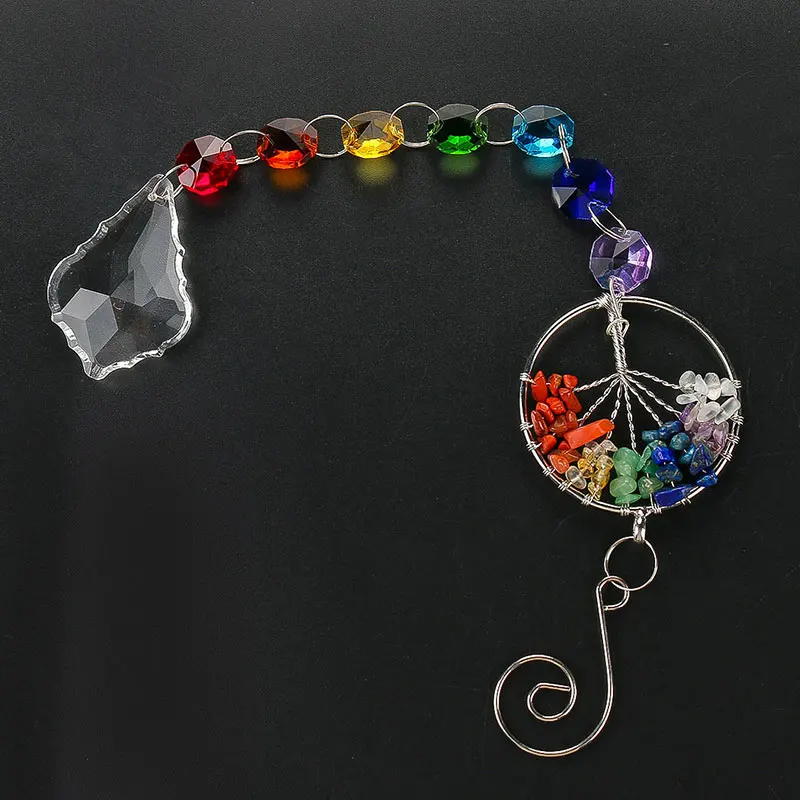 H& D Дерево жизни хрустальный шар-Призма Suncatcher Радуга производитель люстра Декор чакра окно сад подвесной кулон орнамент
