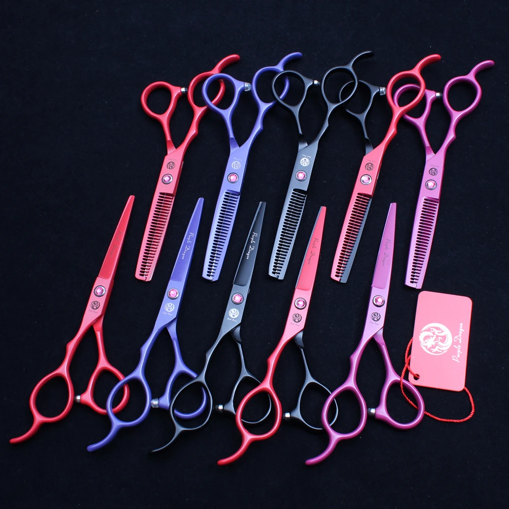 Left-Hand 5.5Inch 16cm Purple Dragon Red Professional Hairdressing Scissors Cutting Thinning Shears Hair Z8001 | Красота и здоровье