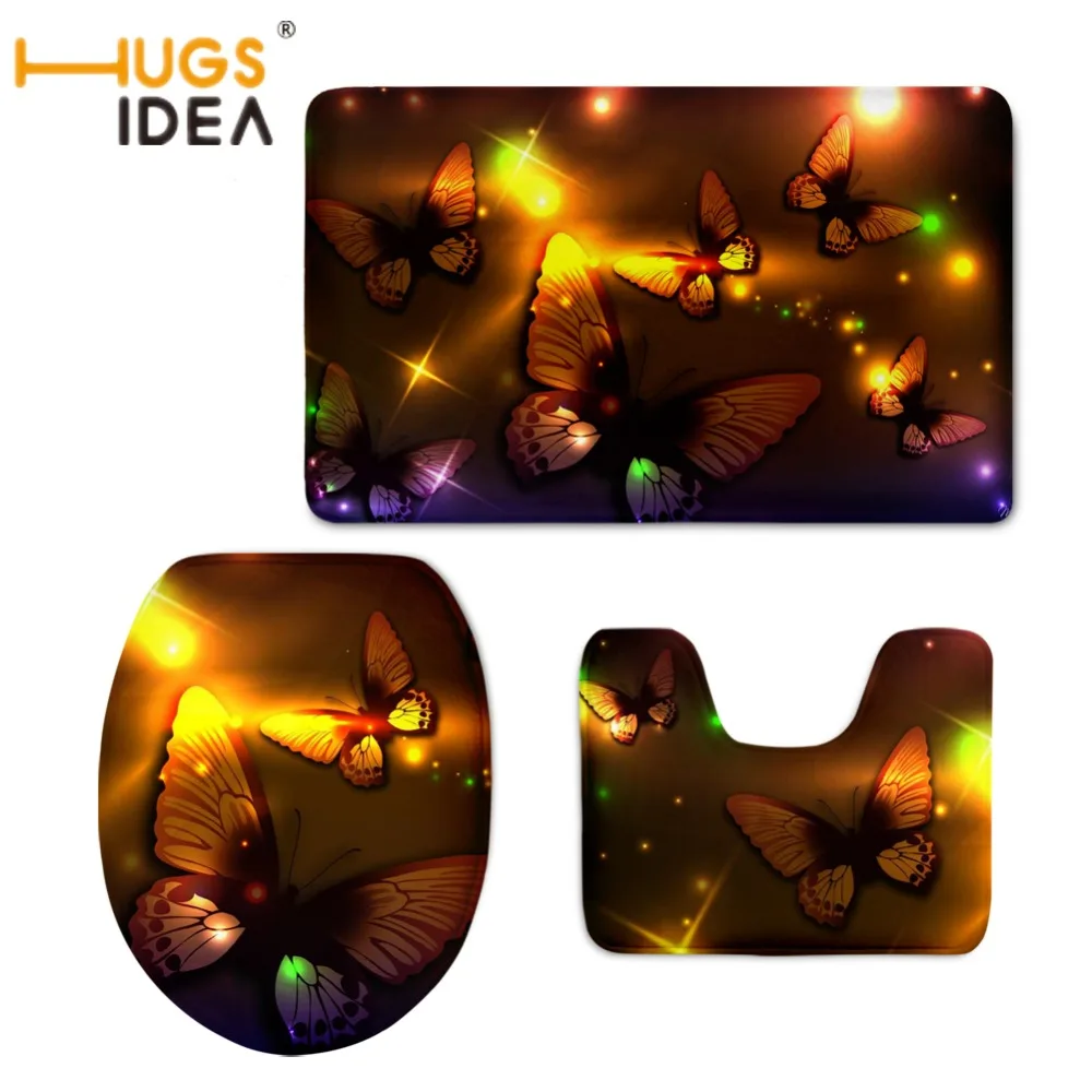 HUGSIDEA аксессуары для унитаза с 3D рисунком бабочки коврик сиденья нескользящий
