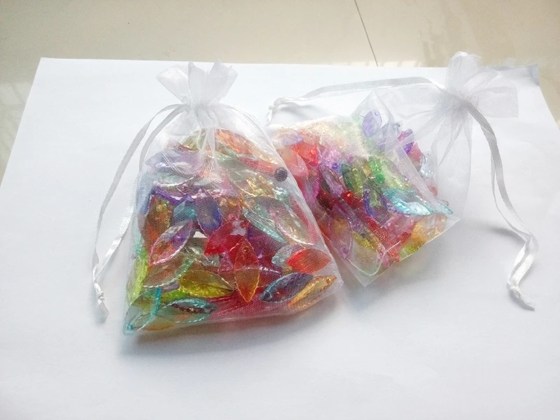 

50pcs 13*18 White gift bags for jewelry/wedding/christmas/birthday Organza Bags with handles Packaging Yarn bag