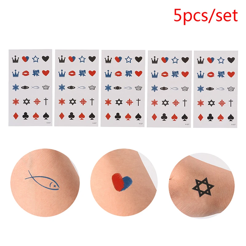 

5 шт. боди-арт макияж милый рыбы Корона сердце Водонепроницаемый временная татуировка Стикеры