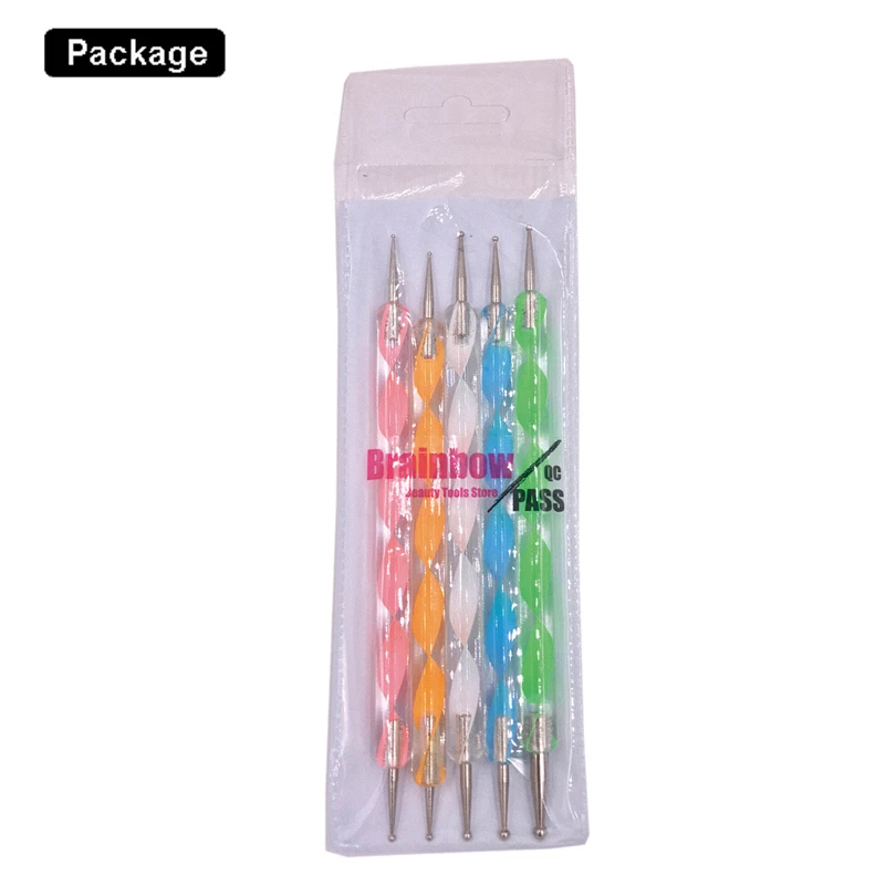 Brainbow 5pcs 2 Way Nail Art Dotting Pens Polish Pen Drill Point Aluminum Marbleizing Painting Dot DIY Tools|nail art tools|drill point pennail