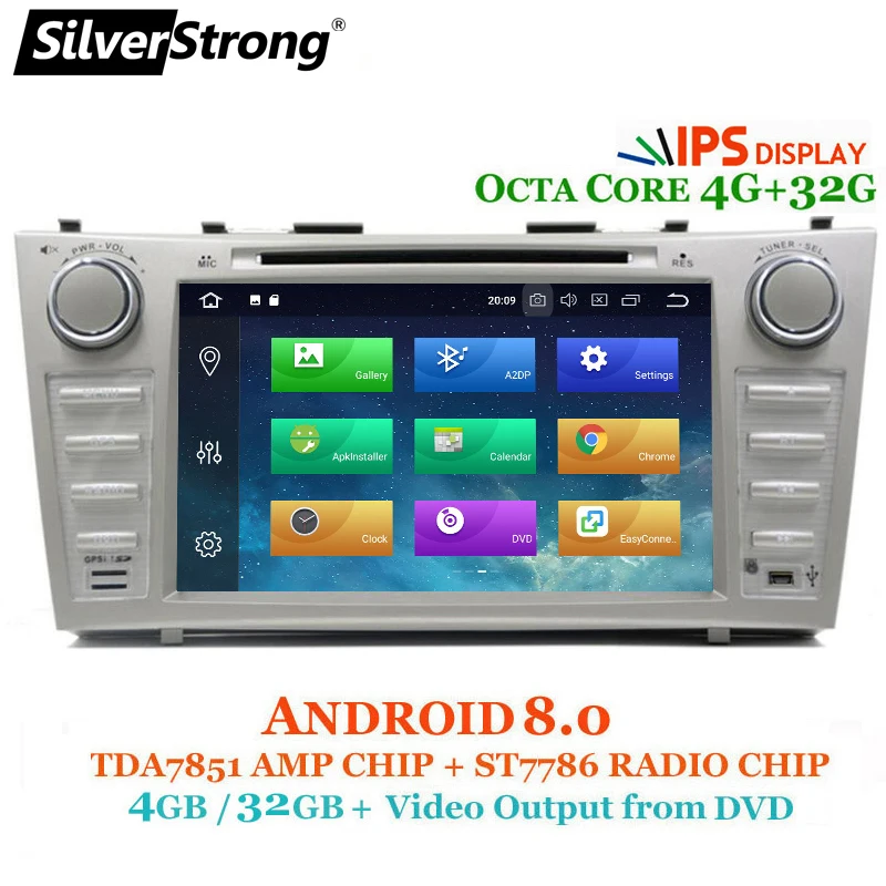 Silverstrong Android8.1 4G 2DIN автомобильный DVD для TOYOTA CAMRY V40 AURION OctaCore 32 Гб DSP вариант 2007 2008 2009 2010