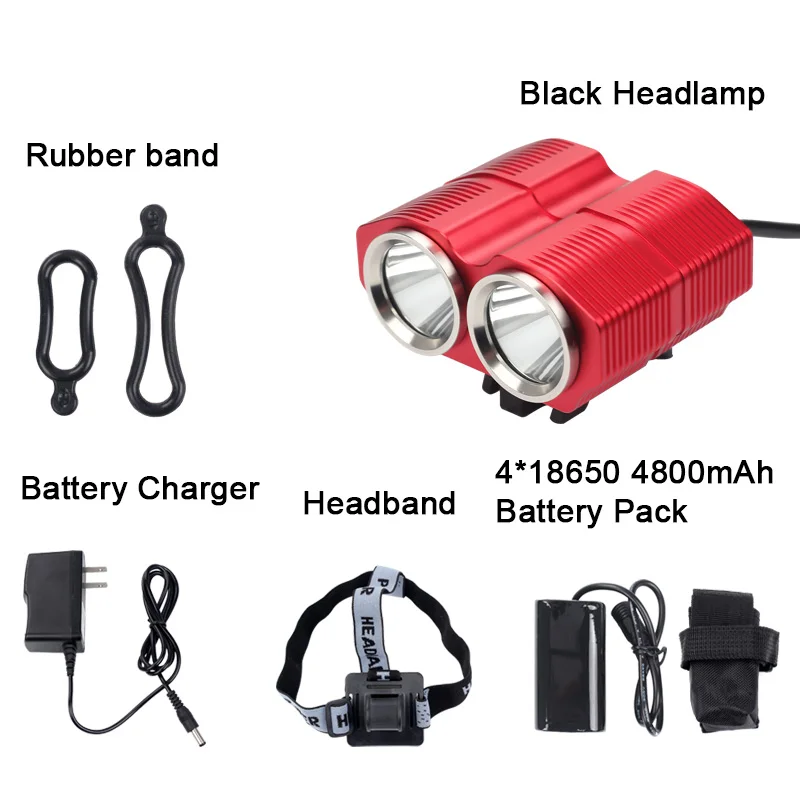 BIKEIN 2000 люмен 2 x XML L2 светодиодный передний свет яркость фары фонарик 4800mAh