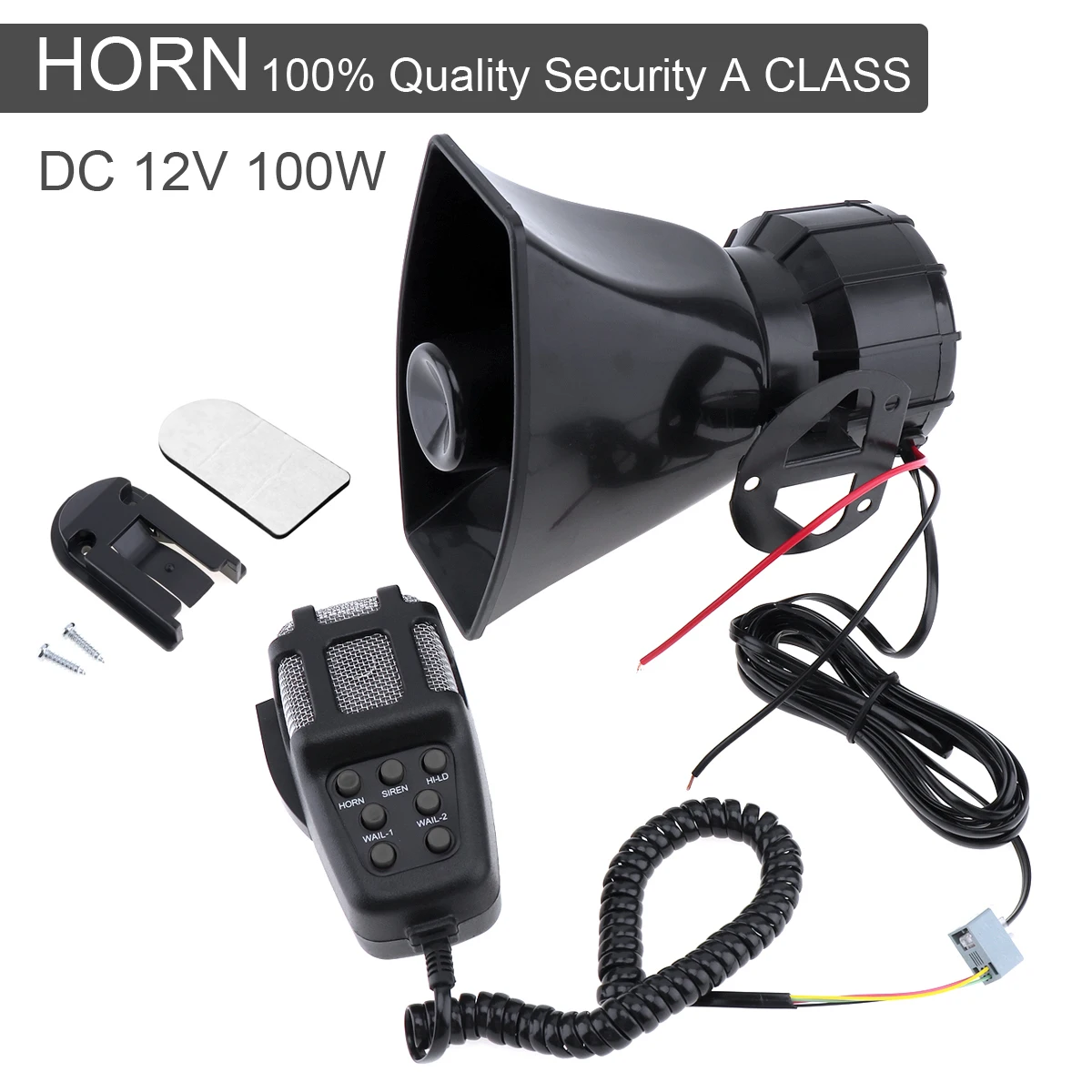 

100W 12V 7 Sound Auto Car Alarm Horn Electronic Warning Siren Motorcycle Alarm Firemen Ambulance Loudspeaker with MIC