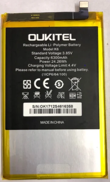 Oukitel K6 аккумулятор 100% оригинальный 6300 мАч запасная батарея для мобильный телефон