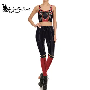 Женский костюм-двойка You Are My Secret, легинсы со средней посадкой, укороченный топ, штаны для фитнеса, 2021