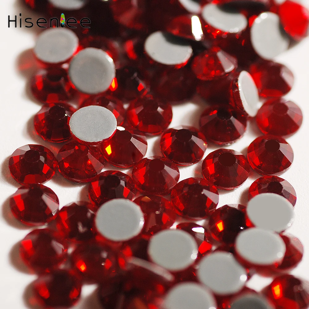 Hisenlee AAAA SS3-SS30 Siam стразы горячей фиксации с плоским основанием стразы горячей фиксации для роскошного платья