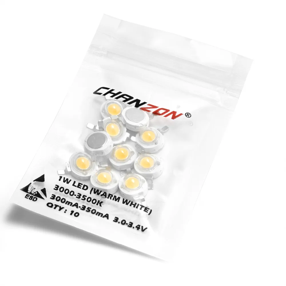 CHANZON 10 шт./лот светодиодный чип высокой мощности 1 Вт 3 Вт теплый натуральный холодный белый красный зеленый синий желтый 1 3 Вт для DIY прожектор лампы