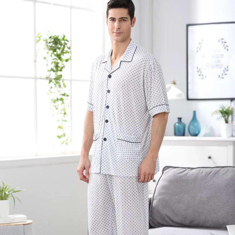 CherLemon новые мужские летние трикотажные Хлопковые пижамы короткий рукав