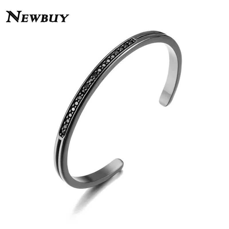 NEWBUY 2020 Модная медная Открытые Браслеты для женщин черные кубические циркониевые