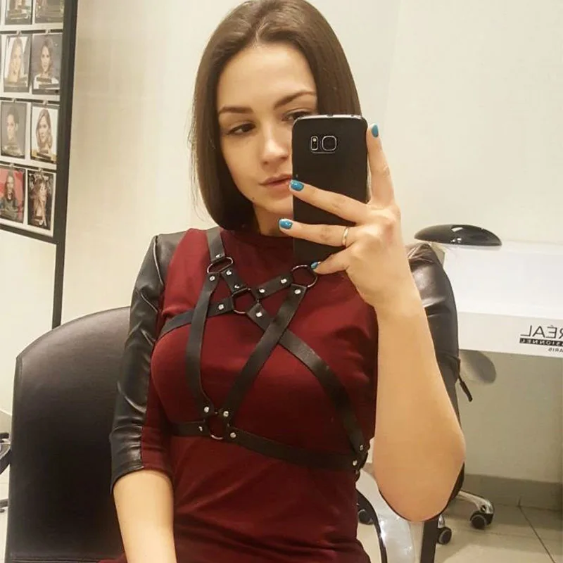 Женские кожаные ремни ручной работы без косточек Харадзюку подтяжки БДСМ кожаный Жгут Связывание женское белье рейв одежда для женщин