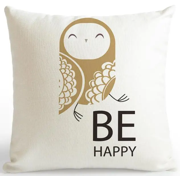 Милые животные Медведь Подушка Be happy мультфильм кошка КИТ Сова тент для йоги цветок поясничная Подушка Almofadas Para диван для кровати диван офис - Цвет: A9