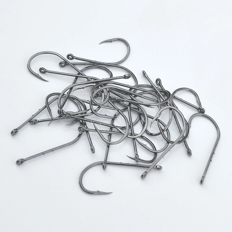 

Baitholder Fishing Hooks 100pcs/lot High Carbon Steel Offset Point Long Shank Barbed Baitholder Fishing Hook Size 1#-4/0 92247