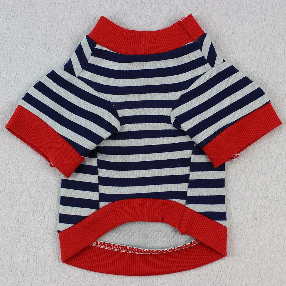 Transer Jersey Perro Dog Clothing Cotton Stripe T-Shirt Puppy Costume For Small Spring Clothes Dogs 18 Dec17 P40 | Дом и сад