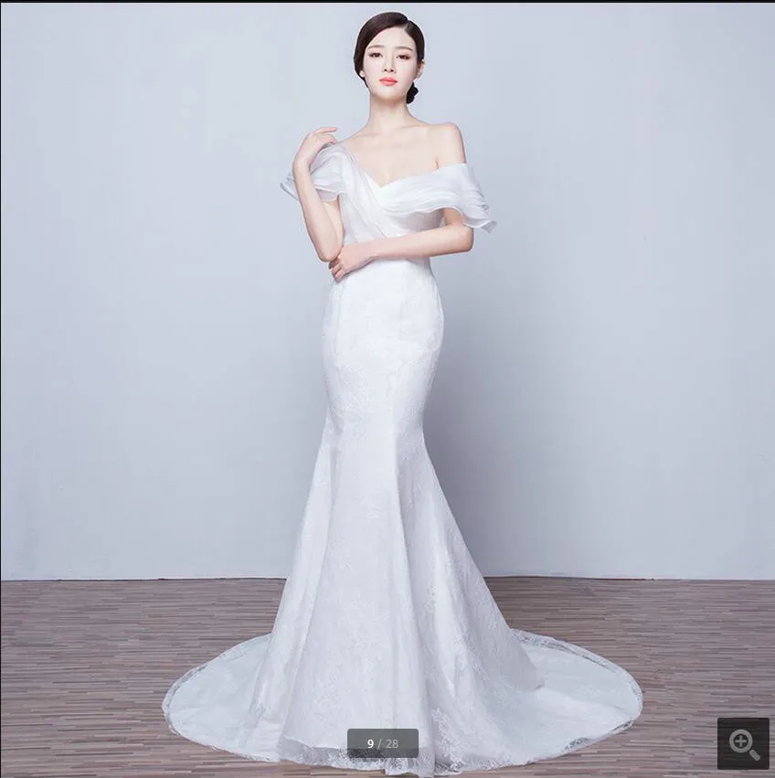 Новое поступление Русалка Кружева аппликация бисером свадебное платье Часовня