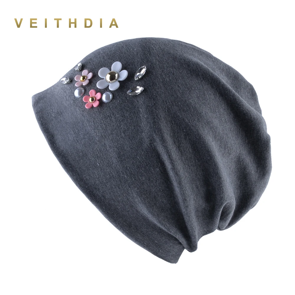 Женская трикотажная двухслойная шапка VEITHDIA осенне зимняя из хлопка 2019|Женские