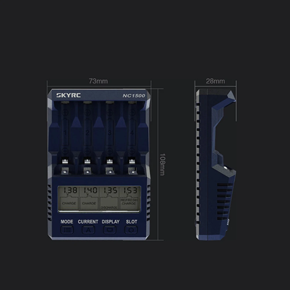 SKYRC NC1500 5V 2.1A 4 слота LCD AA/AAA NiMH Зарядное устройство зарядное и анализатор для