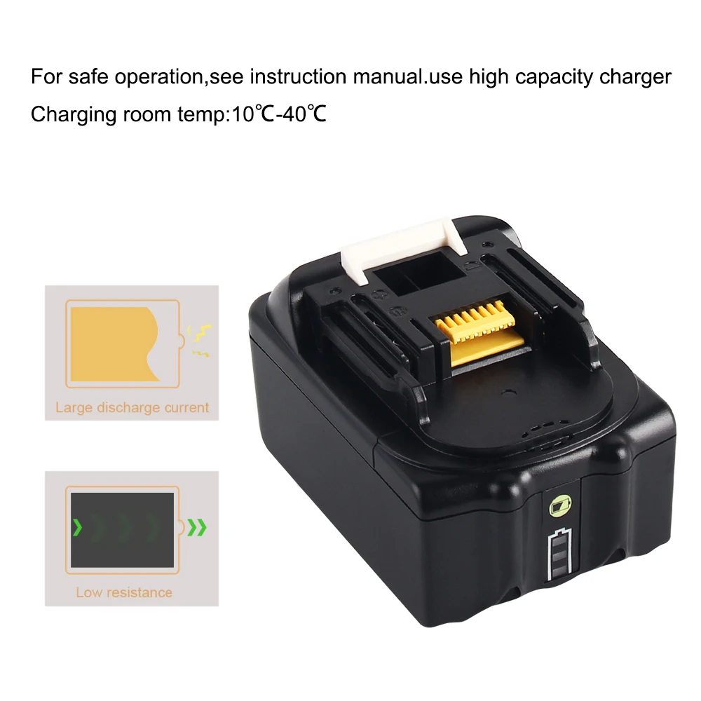 

2pcs Rechargeable 5000mah 18V 5.0 Li-ion Cordless Power tools battery For Makita BL1850 BL1840 BL1830 With LED Light