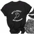 Летняя футболка в стиле Харадзюку для Хэллоуина, винтажные черные хлопковые топы с графическим рисунком, не призрак, просто мертвой внутри, Прямая поставка