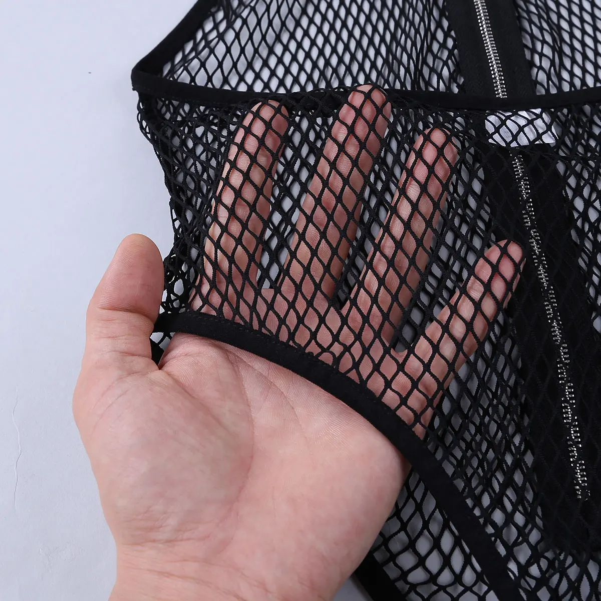 

Sexy Bodysuit Women See Through Fishnet Mesh One-piece Lingerie Bodysuit Halter Neck Zip Up Thong Bodysuit Sexy Nightwear
