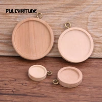 6pcs 12152530mm inner size wood color round wood cabochon base setting charms pendant necklace findings
