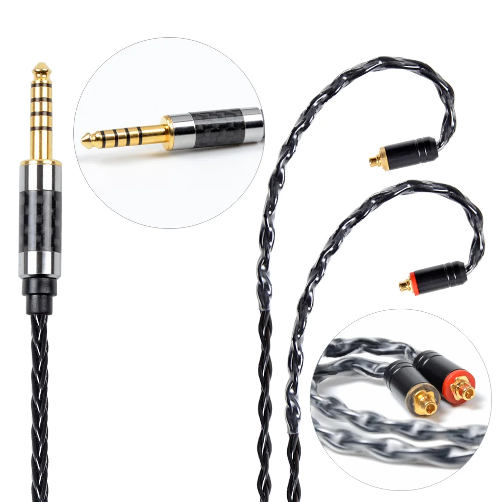 NiceHCK MMCX/2Pin разъем 4 4/3 5/2 5 мм сбалансированный 8 ядро покрытием серебряный кабель
