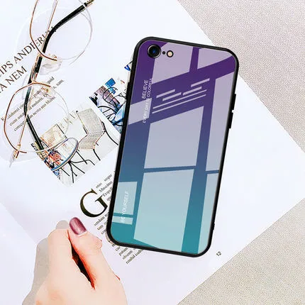 03 Градиентный чехол из закаленного стекла для iphone 6, 6 S, 7, 8 Plus, для iphone X, XS, XR, XS, Max, чехол для телефона, защитный чехол, Fundas - Цвет: 03