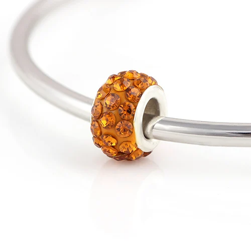 Серебряные стеклянные бусины круглые абрикосовые стразы металлические