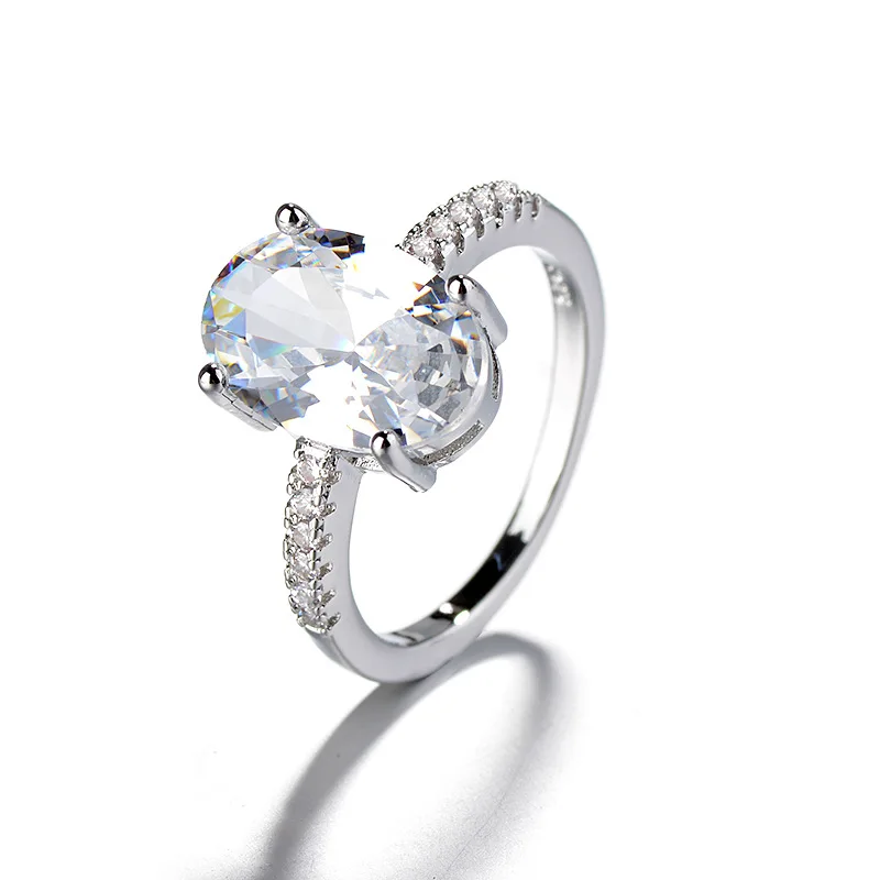 Модное роскошное кольцо из белого серебра с цирконом женское элегантное большое