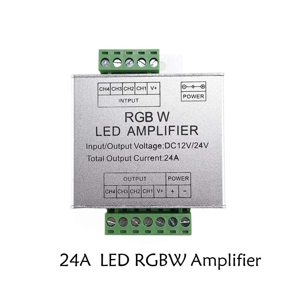 

24A LED RGBW Amplifier DC12 DC24V 6*4 Channel Output RGBW RGB+W LED Strip Power Repeater Console Controller Aluminum Shell 1PCS