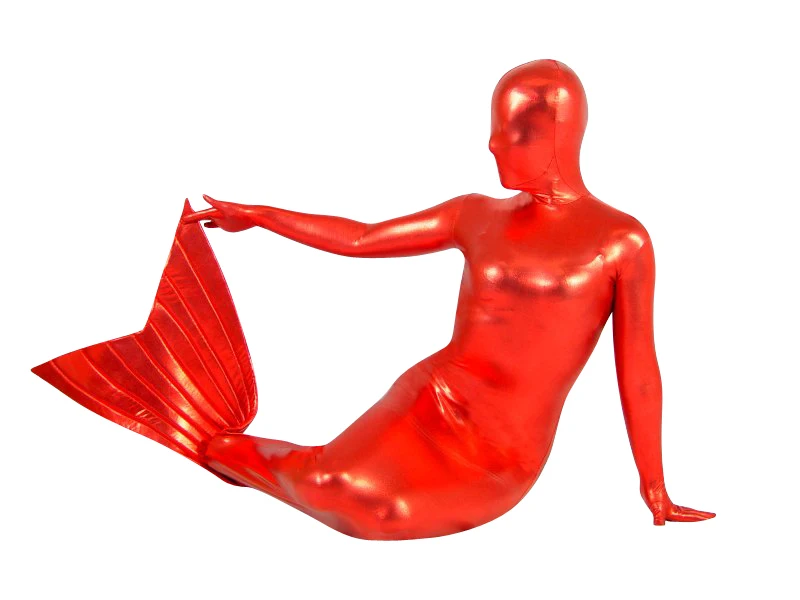 BetterParty красный костюм русалки блестящий металлик Zentai маскарадный косплей боди |
