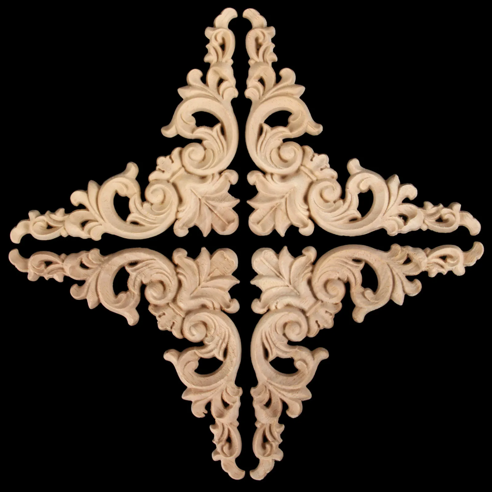 Новое поступление 4 шт. деревянные резные угловые аппликации неокрашенная мебель