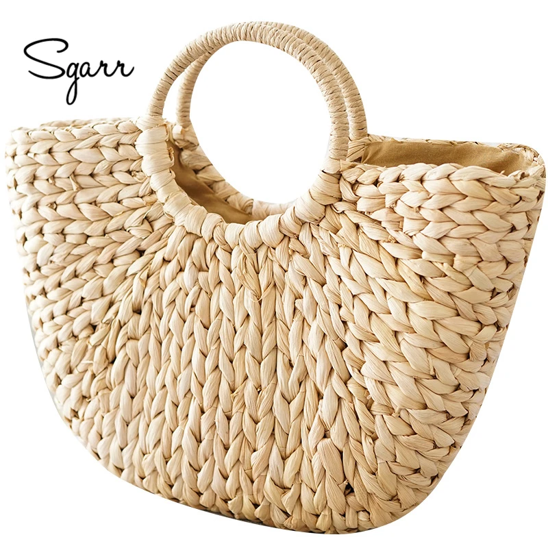 

SGARR Fashion Women Straw Handbags High Quality Ladies Large Capacity Summer Shoulder Bag Drawstring Female Beach Tote Bags