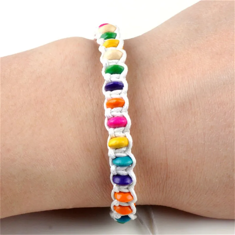 1 шт. оптовая продажа деревянные бусины плетеные браслеты ручной работы для